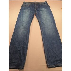 Cheap Monday Five Acid Scraping Jeans Mens 36x34 Blue Straight Leg Button Fly